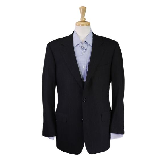 Brooks Brothers Black Herringbone Fleece Wool 2-Btn Blazer Jacket 39R - Picture 1 of 8